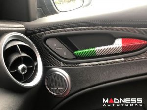 Alfa Romeo Stelvio Interior Door Handle Trim Set - Carbon Fiber - Italian Theme